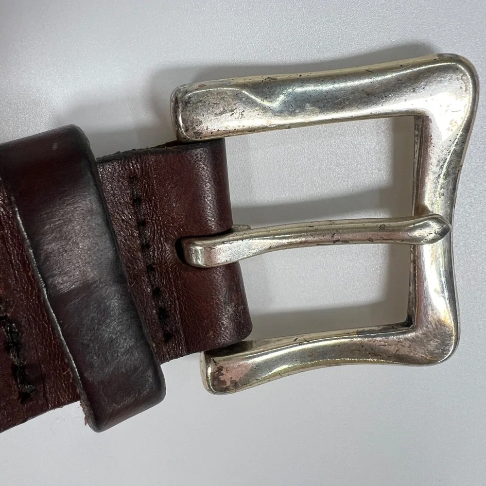 Gap Dark Brown Genuine Cow Leather Belt Solid Brass Buckle Made in USA M Vintage